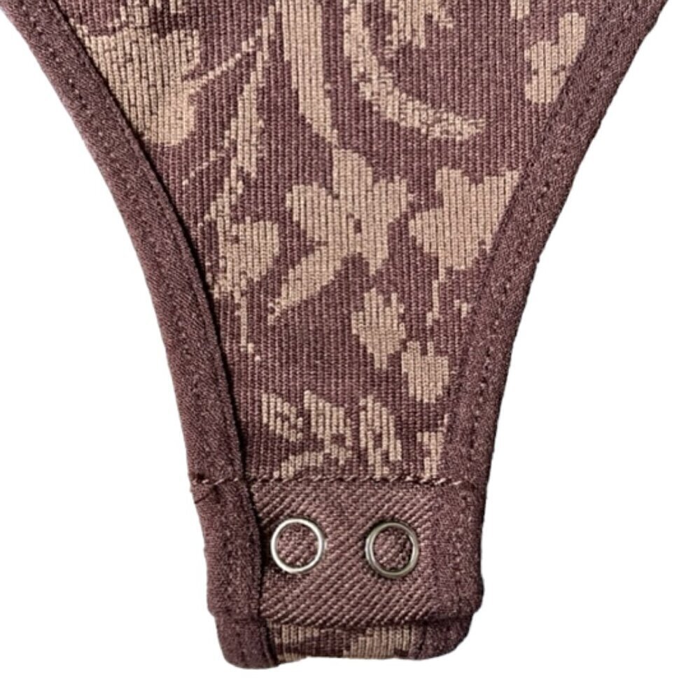 Free People NWT Printed Clean Lines Stretch Chocolate Bodysuit Combo Size XS/S - Picture 10 of 15